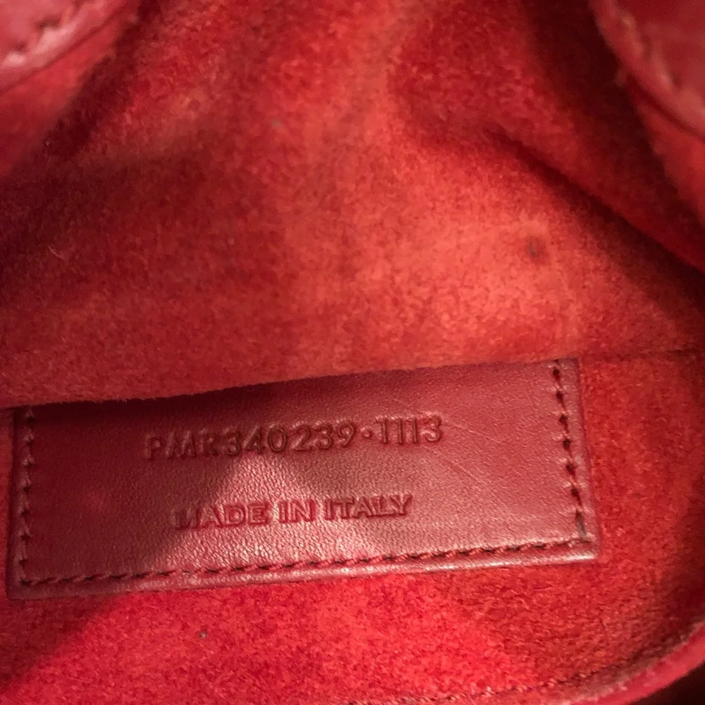 Saint Laurent Red Leather Drawstring Hobo with Gold-Tone Hardware